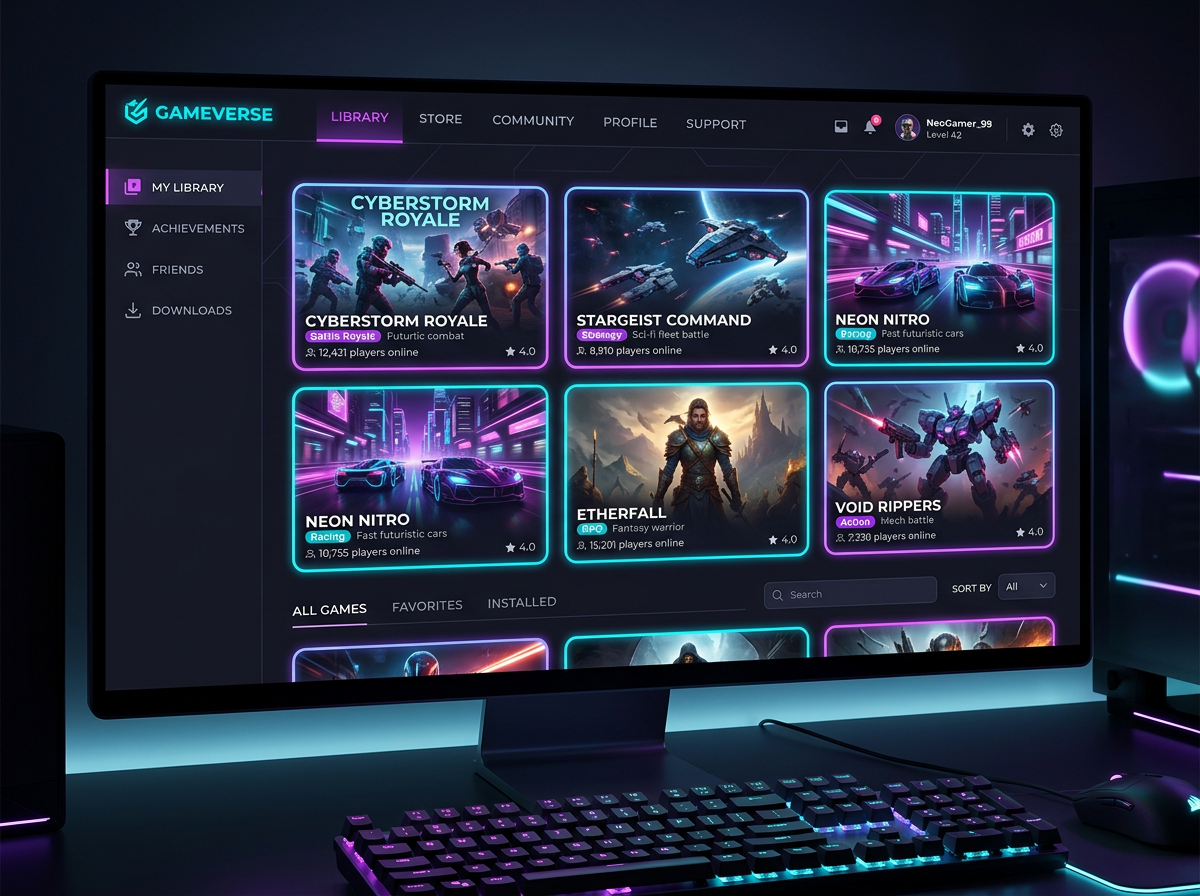 Gaming Interface Mockup